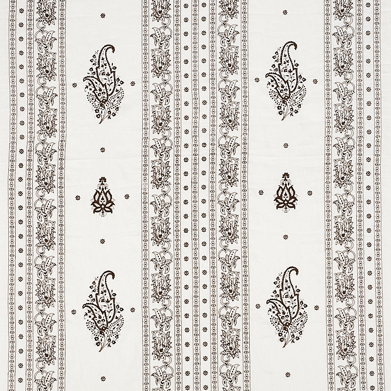 Jaipur Linen Embroidery fabric in brown color - pattern number 65801 - by Schumacher in the East Meets West collection