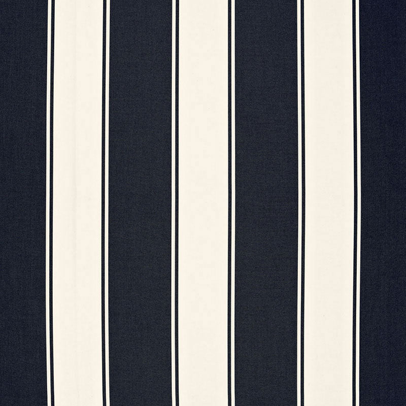 Cannes Awning Stripe fabric in denim color - pattern number 65892 - by Schumacher in the Cote D&