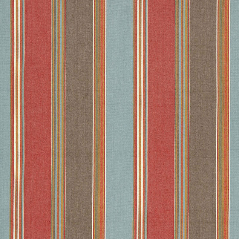 Addison Cotton Stripe fabric in red earth color - pattern number 66000 - by Schumacher in the Sea Island Stripe collection