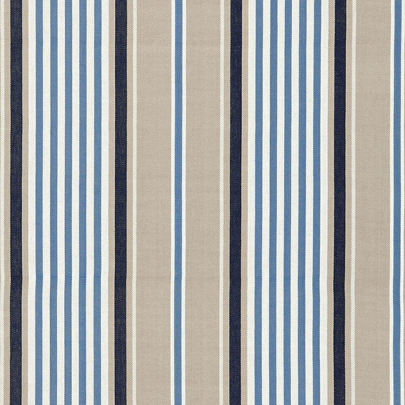 Minzer Cotton Stripe fabric in indigo color - pattern number 66011 - by Schumacher in the Sea Island Stripe collection