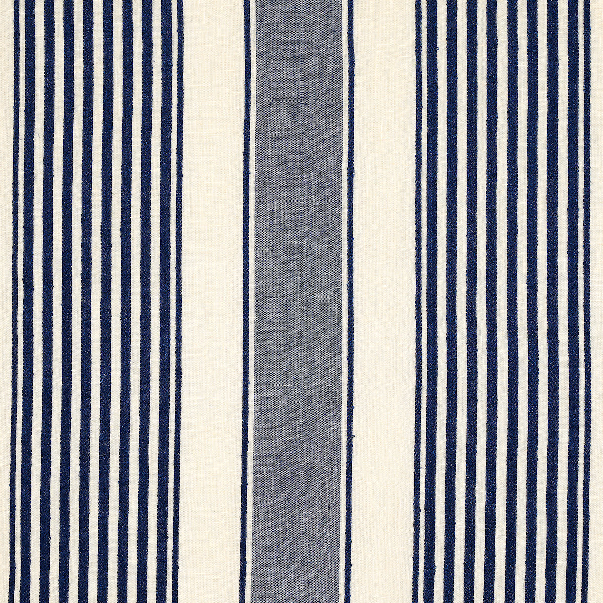 Summerville Linen Stripe fabric in navy color - pattern number 66095 - by Schumacher in the Stripes Revisits collection