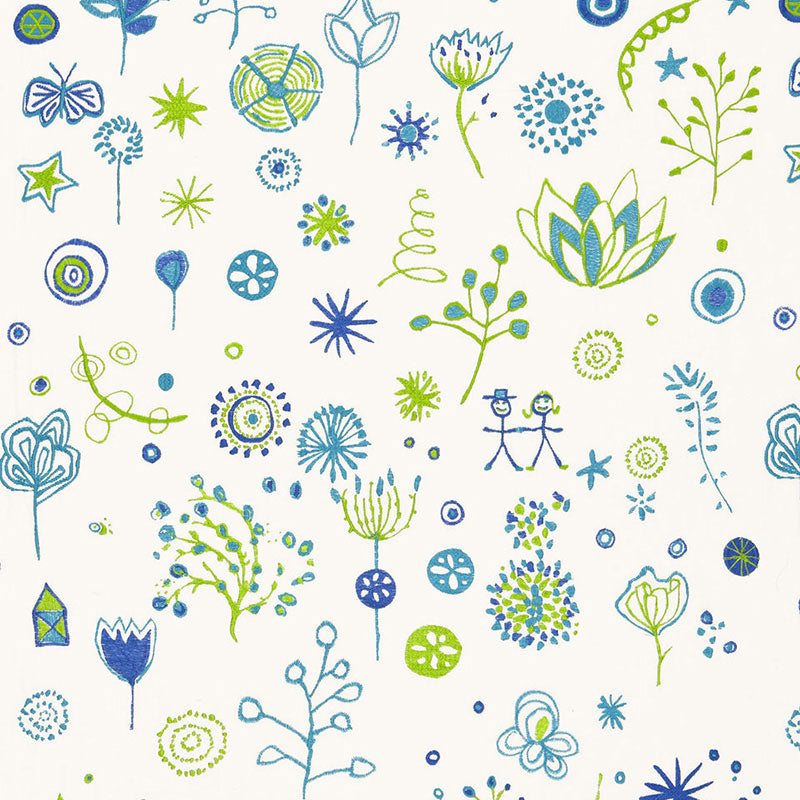 Lollipop fabric in turquoise leaf color - pattern number 66241 - by Schumacher in the Flight of Fancy collection