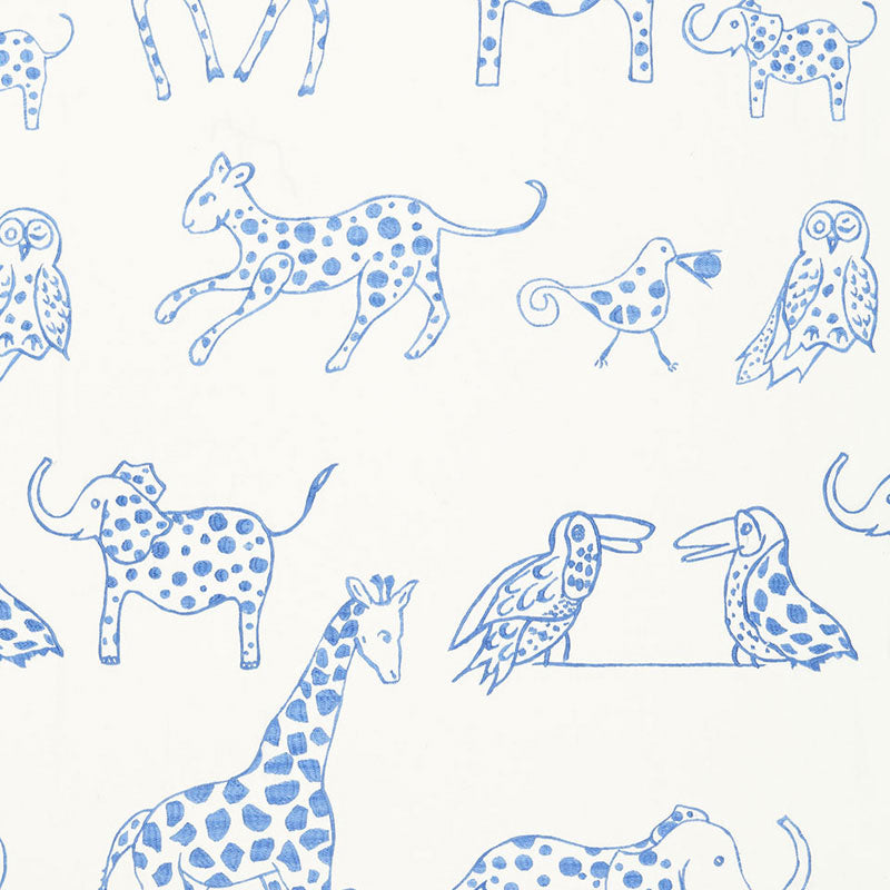 Jungle Jubilee fabric in sky color - pattern number 66251 - by Schumacher in the Flight of Fancy collection