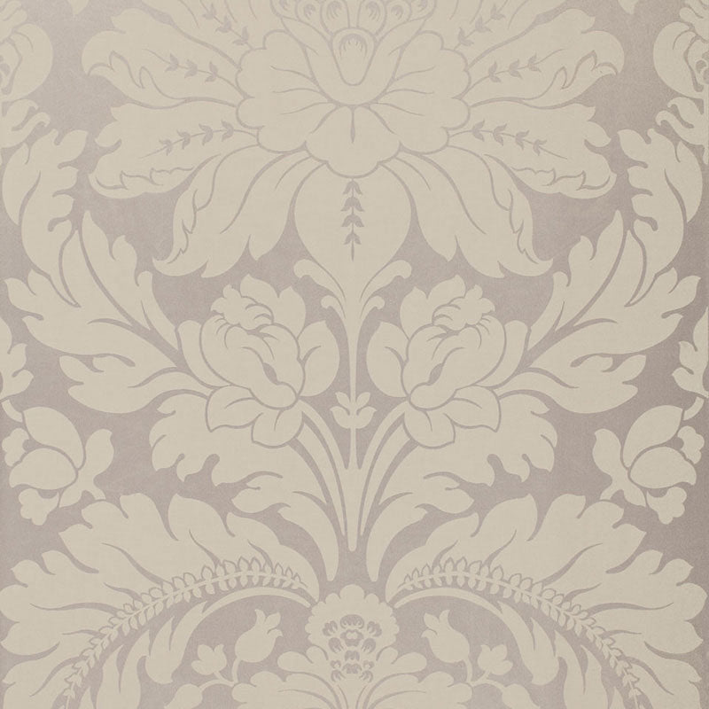 Anvers Damask fabric in nickel color - pattern number 66562 - by Schumacher in the Courtrai collection