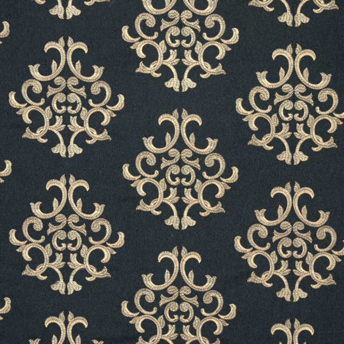 Byron Embroidered Wool fabric in charcoal color - pattern number 66830 - by Schumacher in the Ottoman Chic collection