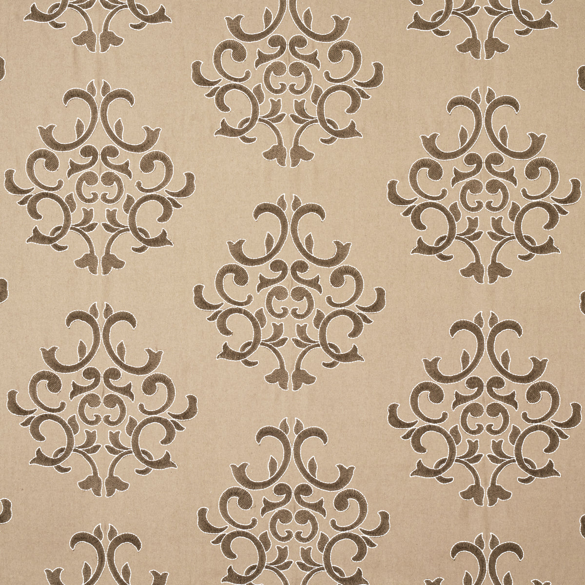 Byron Embroidered Wool fabric in buckskin color - pattern number 66831 - by Schumacher in the Ottoman Chic collection