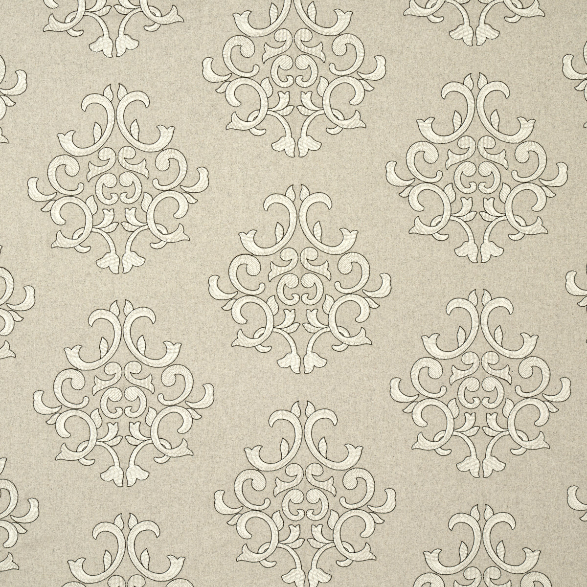 Byron Embroidered Wool fabric in oat color - pattern number 66832 - by Schumacher in the Ottoman Chic collection