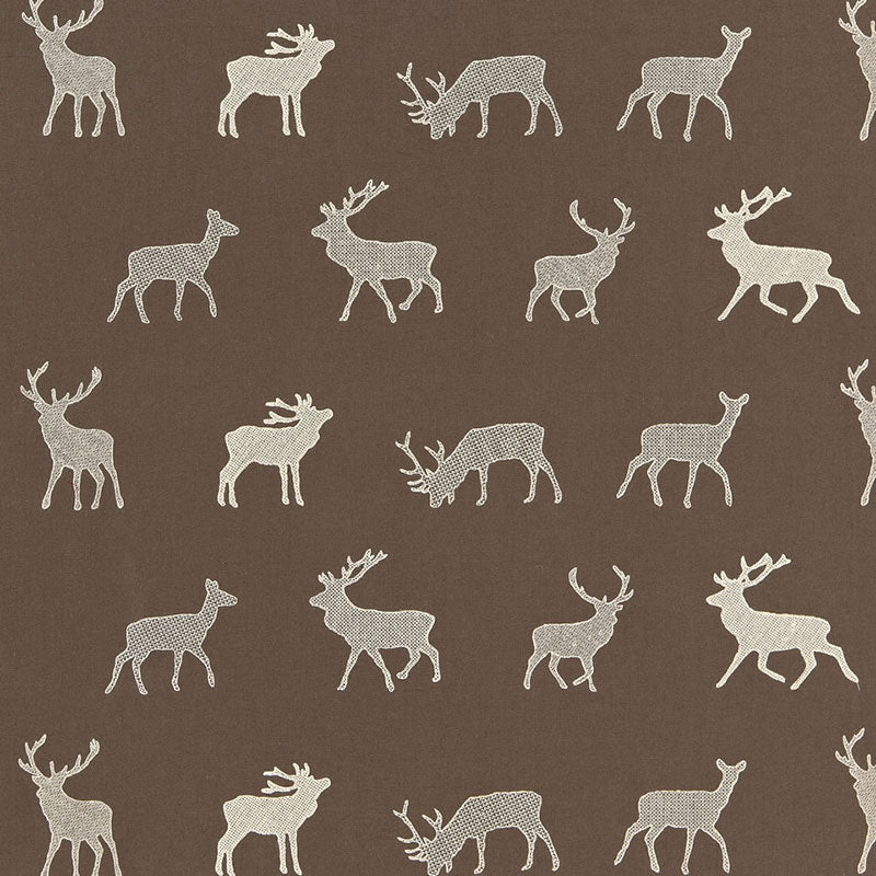 Caribou Embroidery fabric in java color - pattern number 67161 - by Schumacher in the Luxe Lodge collection