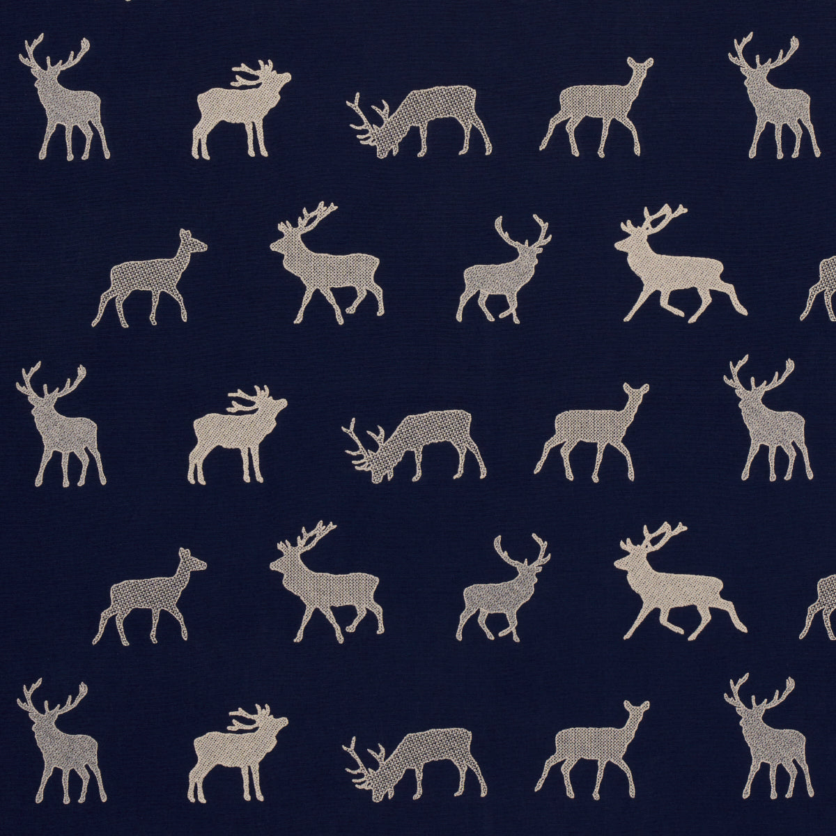 Caribou Embroidery fabric in navy color - pattern number 67162 - by Schumacher in the Luxe Lodge collection