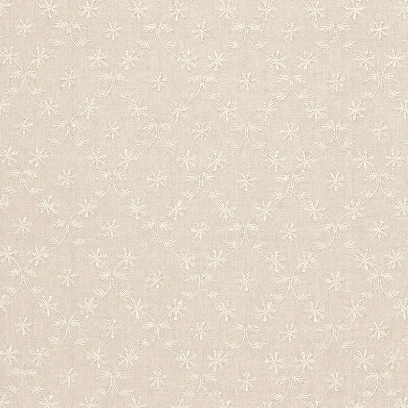 Cellini Embroidered Sheer fabric in linen color - pattern number 67621 - by Schumacher in the Firenze / Sheers collection