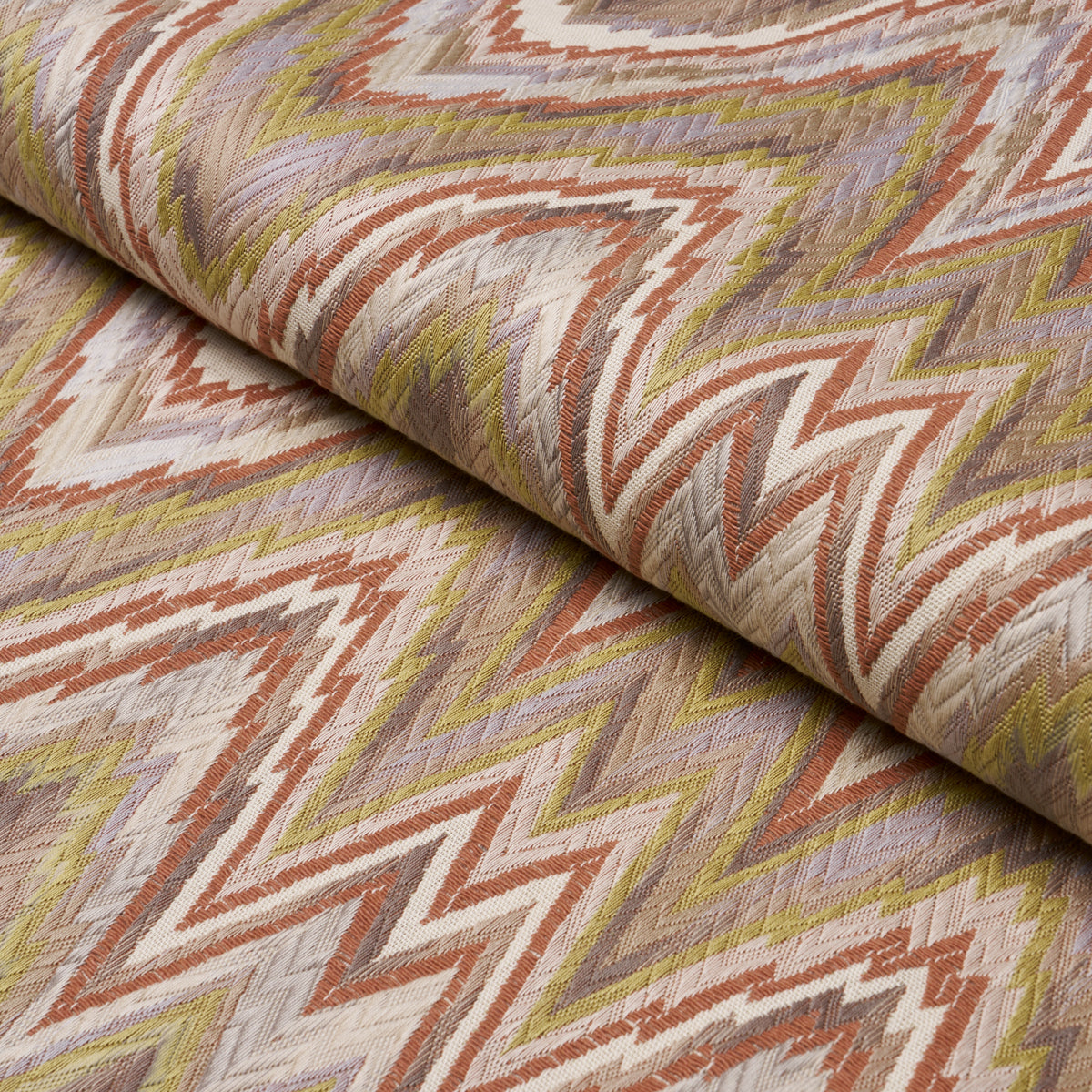 Valkyrie Flame Stitch fabric in terracotta hills color - pattern number 68943 - by Schumacher in the Atelier Paris collection