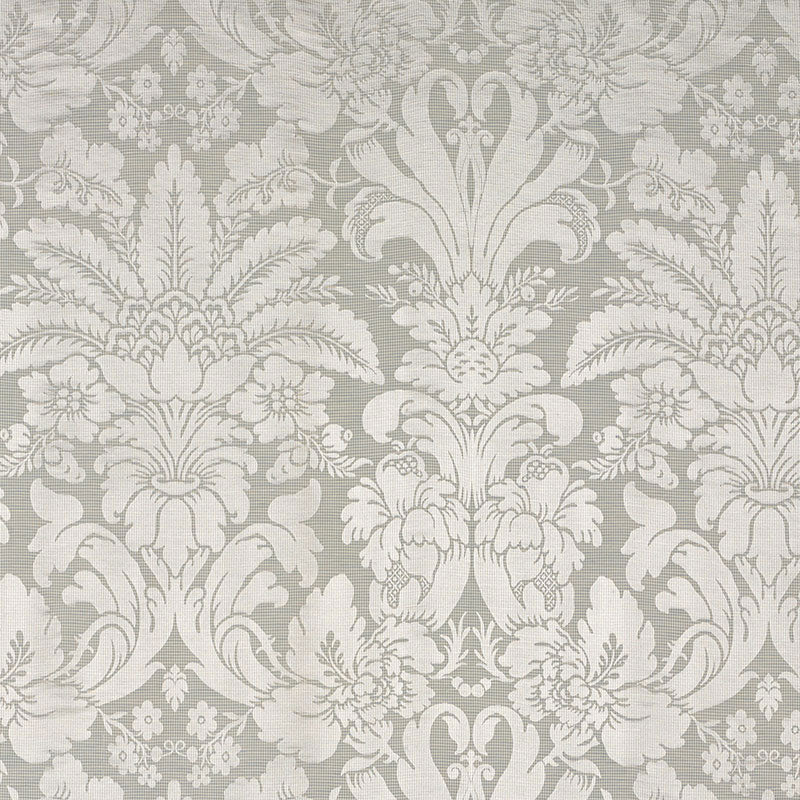 Colette Linen Silk Damask fabric in dove color - pattern number 69141 - by Schumacher in the Country Chic collection