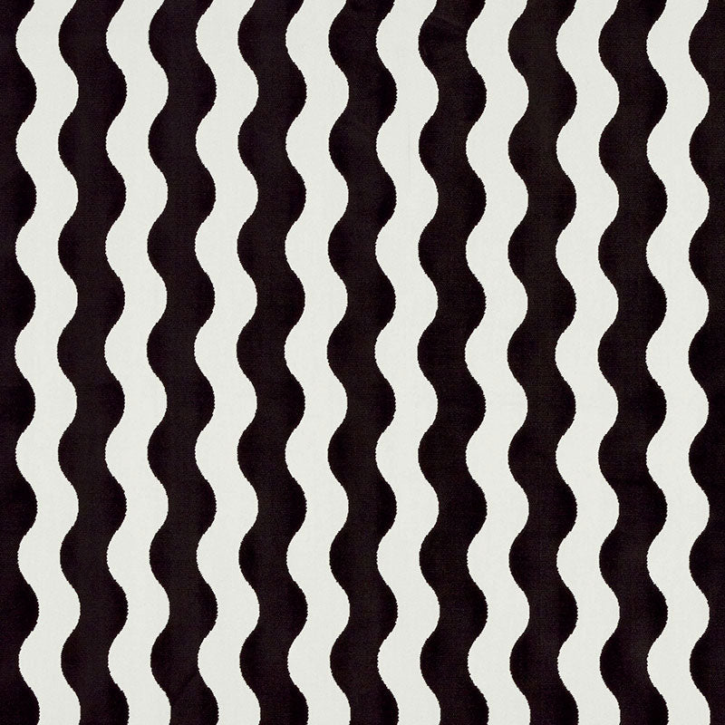 The Wave Velvet fabric in black color - pattern number 69420 - by Schumacher in the New Wave: Black & White collection