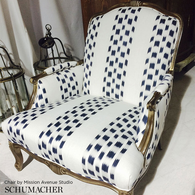 Izmir Ikat Stripe fabric in Indigo color - pattern number 69471 - by Schumacher in the Ikat Collection collection