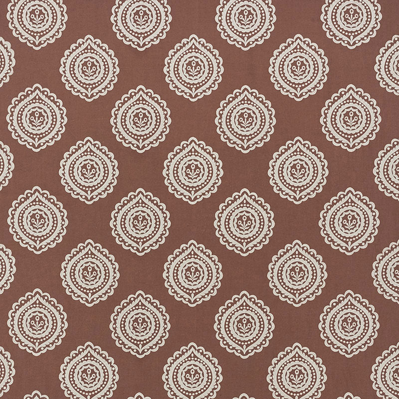 Olana Linen Embroidery fabric in cafe mocha color - pattern number 70203 - by Schumacher in the Contemporary Embroideries collection