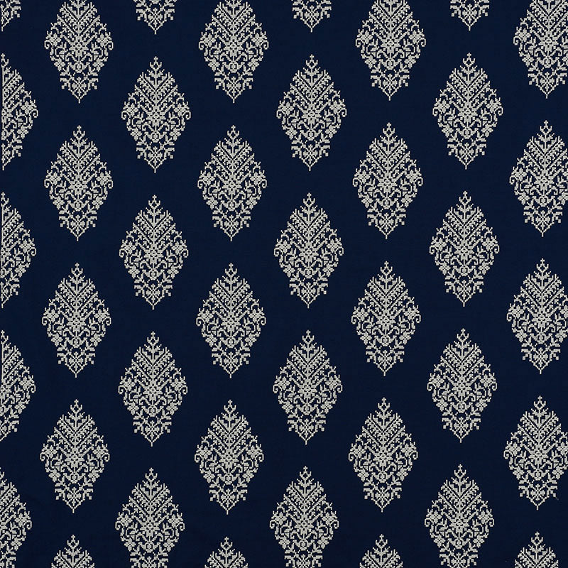 Zinda Embroidery fabric in navy color - pattern number 70222 - by Schumacher in the Contemporary Embroideries collection