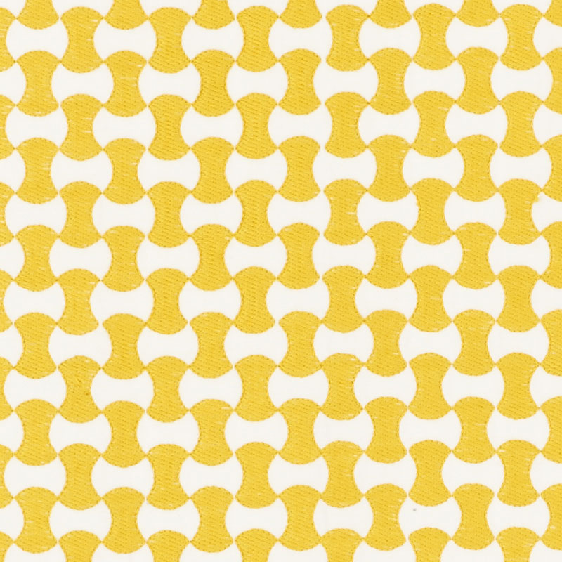 Nolita Embroidery fabric in yellow color - pattern number 70377 - by Schumacher in the Happy Together II collection