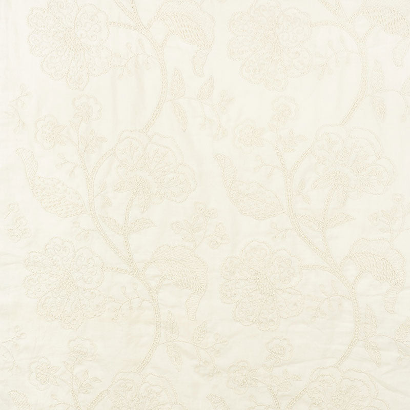 Full Bloom Embroidery fabric in cream color - pattern number 70811 - by Schumacher in the Contemporary Embroideries collection