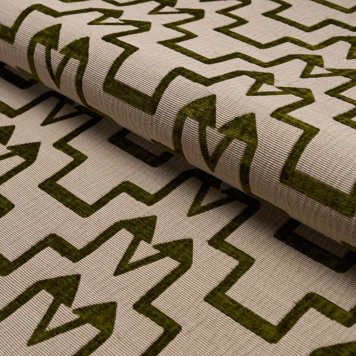 Turkish Step fabric in olive color - pattern number 71246 - by Schumacher in the Atelier Paris collection