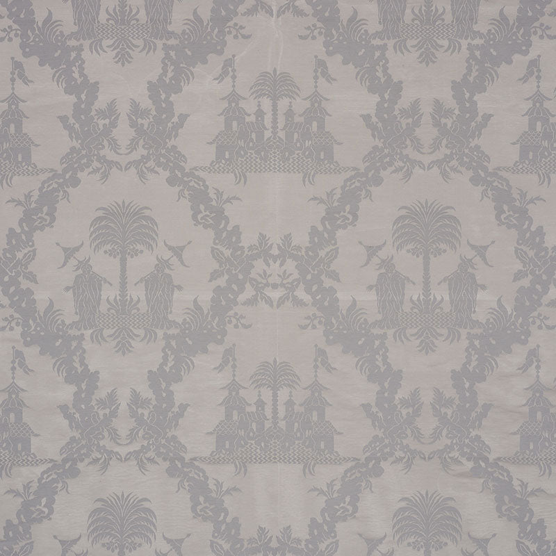 Chinoiserie Royale fabric in platinum color - pattern number 71831 - by Schumacher in the Schumacher Classics collection