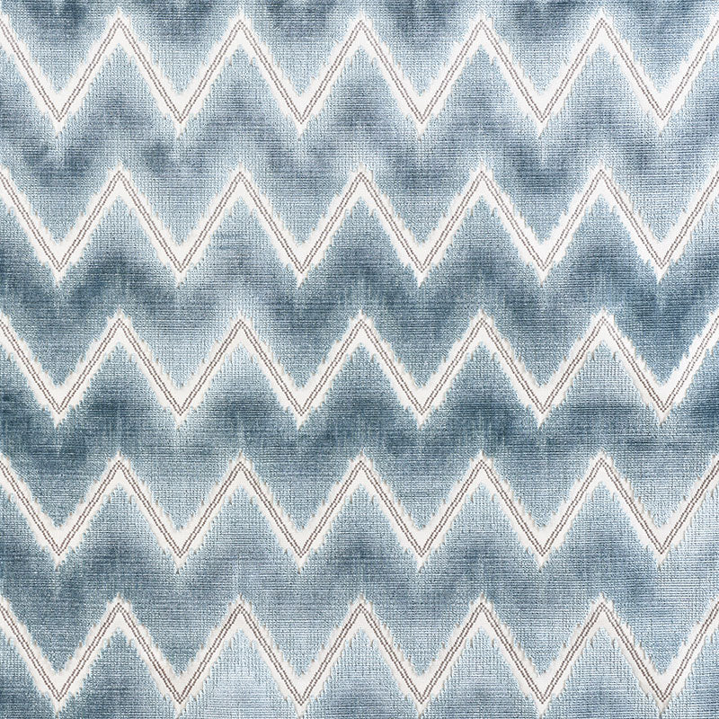 Chevron Velvet fabric in mineral color - pattern number 72842 - by Schumacher in the Cut & Patterned Velvets collection