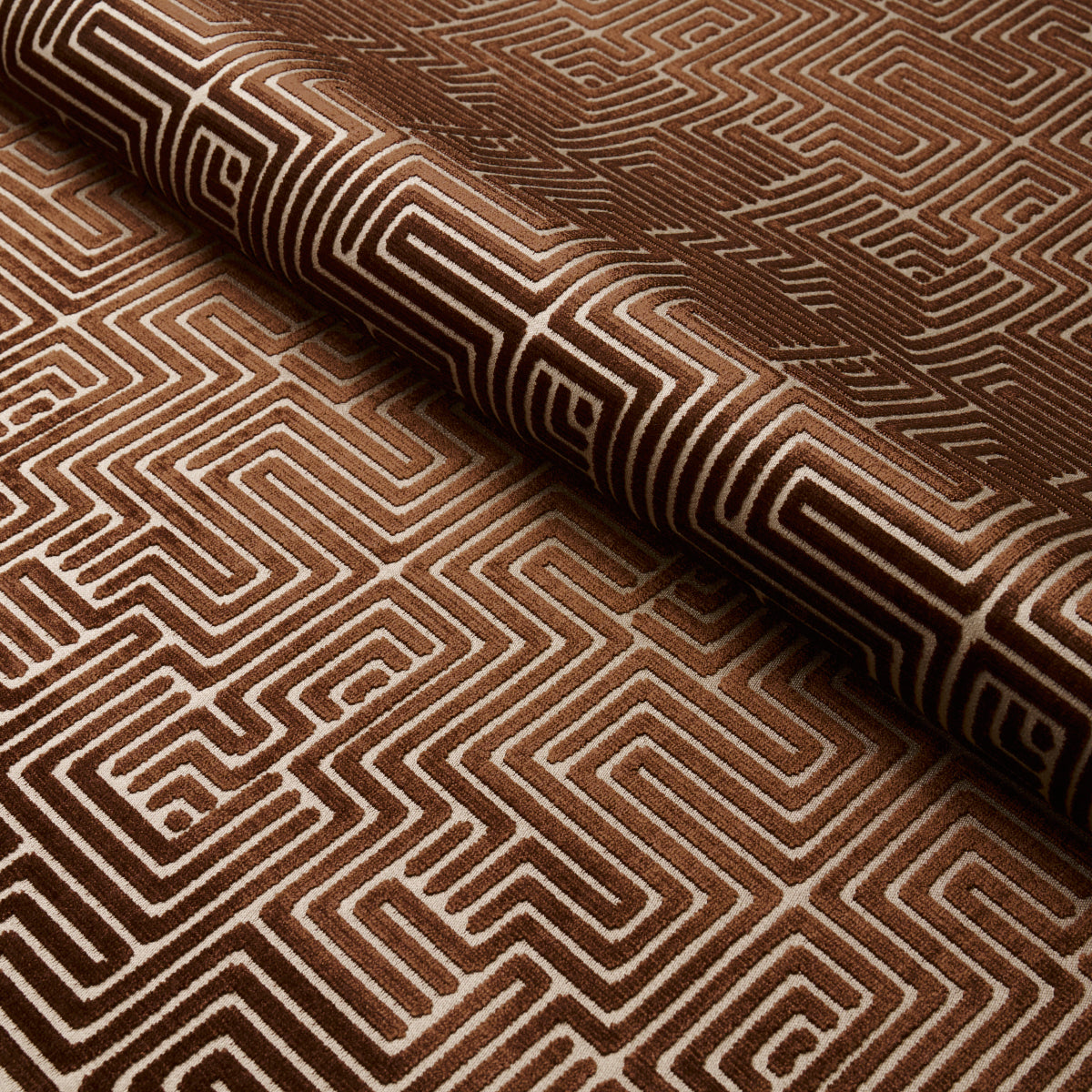 Lisboa Velvet fabric in bronze color - pattern number 72957 - by Schumacher in the Cut & Patterned Velvets collection