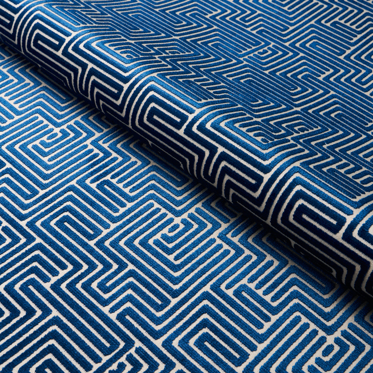 Lisboa Velvet fabric in midnight blue color - pattern number 72958 - by Schumacher in the Cut & Patterned Velvets collection