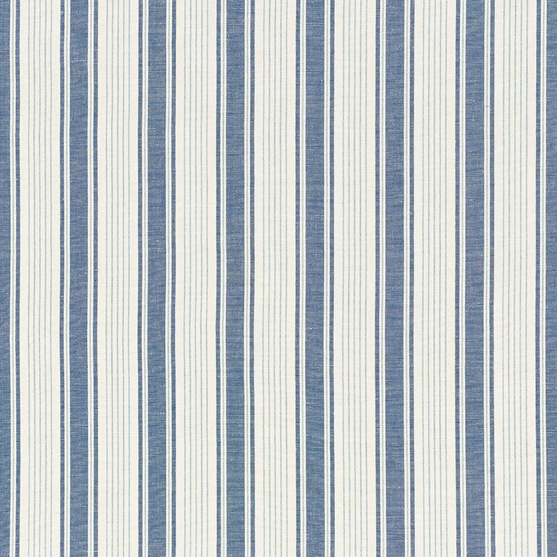 Ojai Stripe fabric in prussian blue color - pattern number 73000 - by Schumacher in the Mark D. Sikes collection