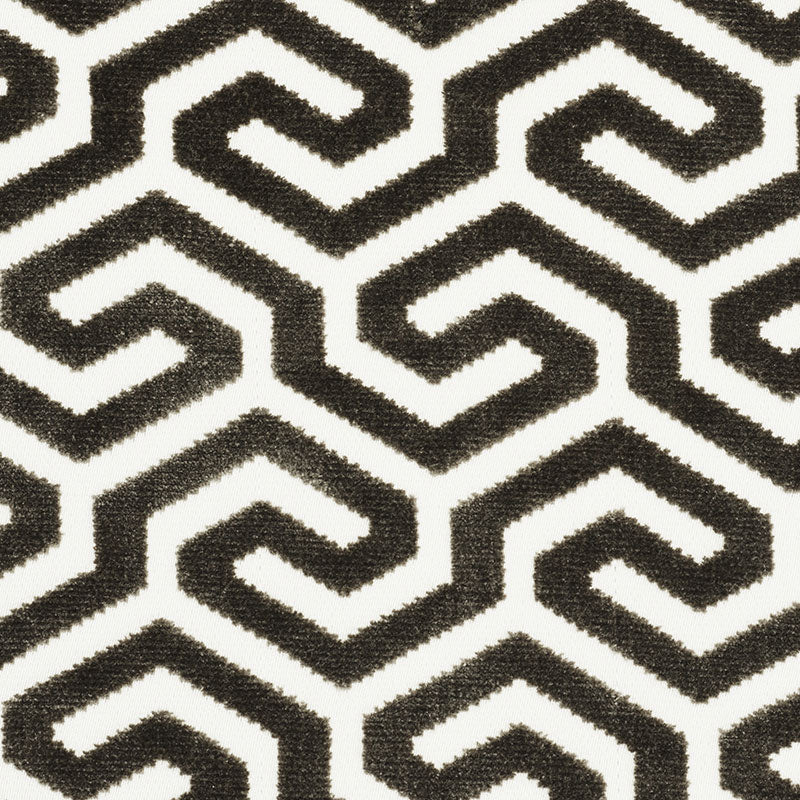 Ming Fret Velvet fabric in taupe color - pattern number 73101 - by Schumacher in the Cut & Patterned Velvets collection