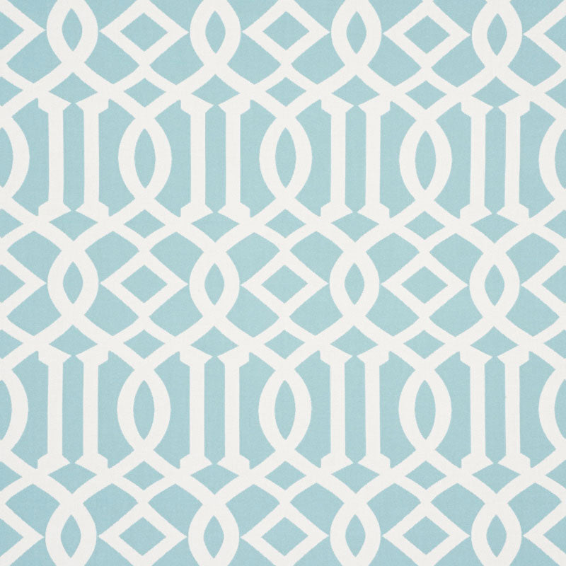 Imperial Trellis Indoor Outdoor fabric in aqua color - pattern number 73161 - by Schumacher in the Indoor-Outdoor Prints & Wovens collection