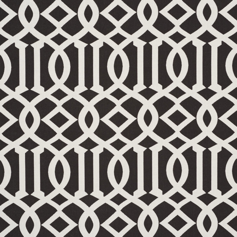 Imperial Trellis Indoor Outdoor fabric in black color - pattern number 73162 - by Schumacher in the Indoor/Outdoor II: Prints & Wovens collection