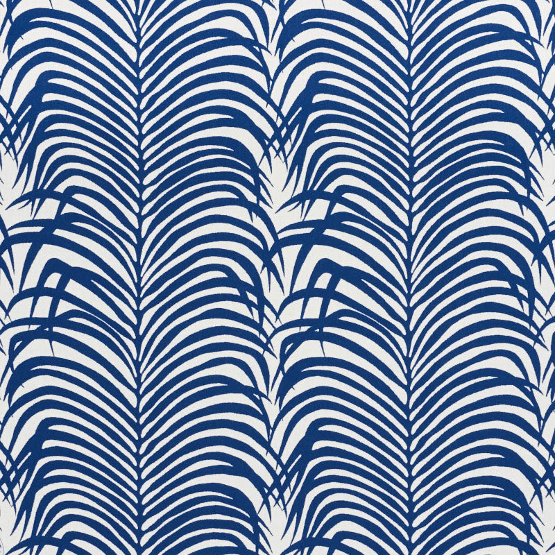 Zebra Palm Indoor Outdoor fabric in navy color - pattern number 73170 - by Schumacher in the Indoor/Outdoor II: Prints & Wovens collection