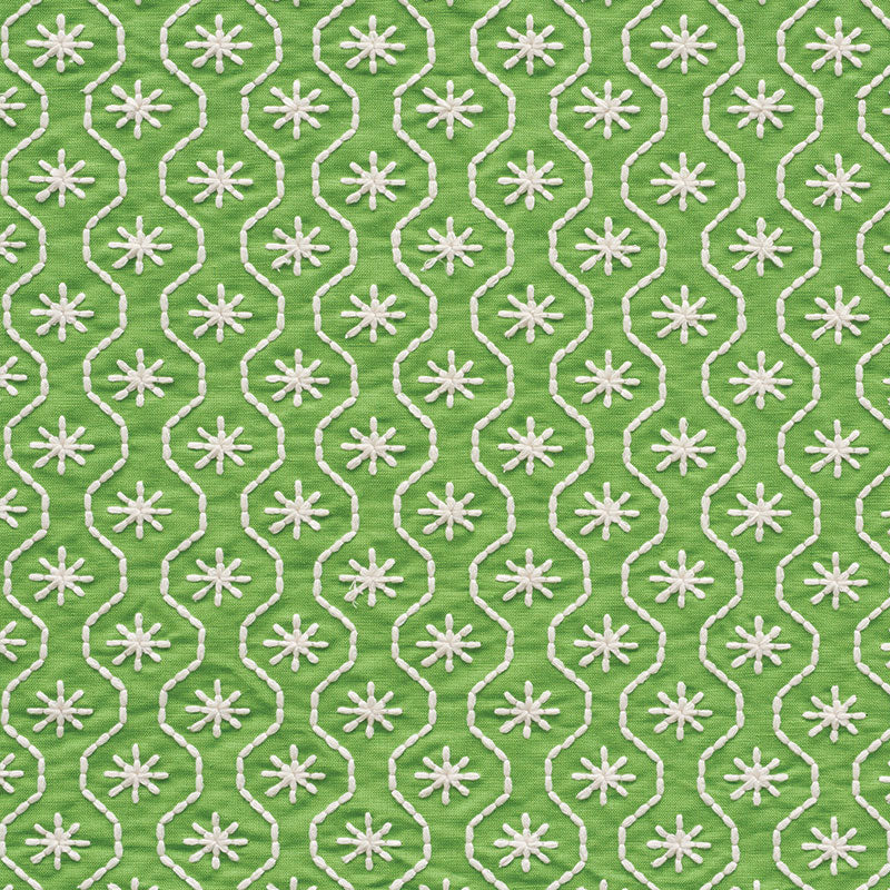 Gigi Embroidery fabric in green color - pattern number 73490 - by Schumacher in the Happy Together collection