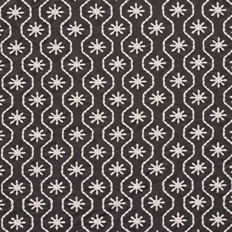 Gigi Embroidery fabric in graphite color - pattern number 73493 - by Schumacher in the Happy Together collection