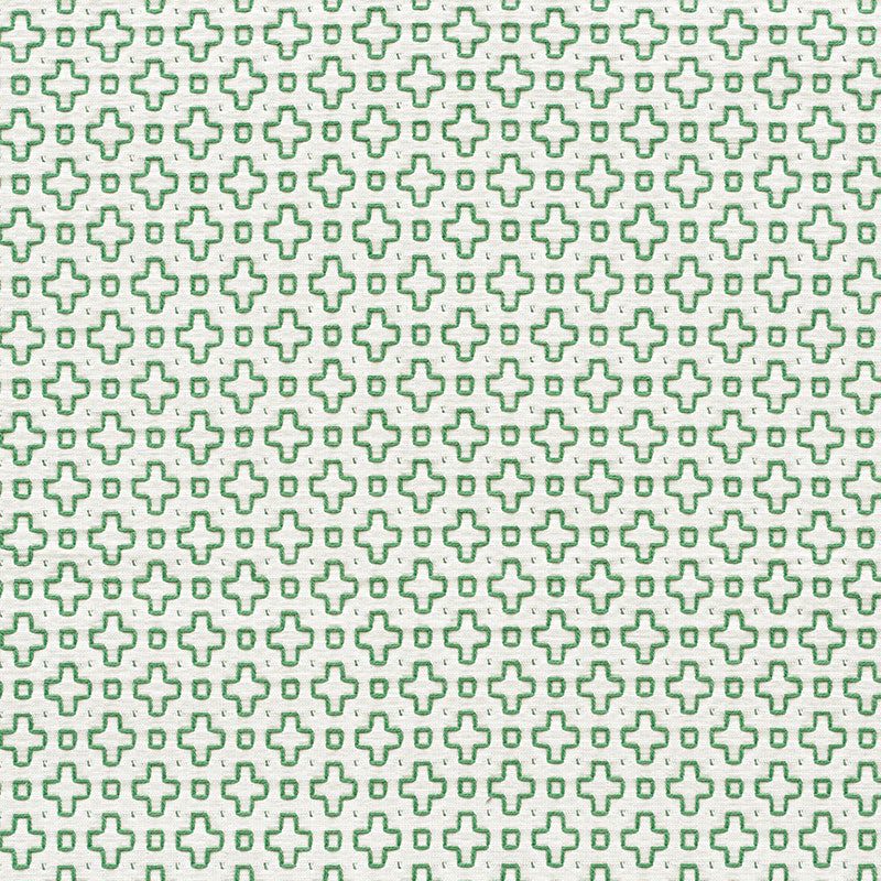 Scout Embroidery fabric in green color - pattern number 73561 - by Schumacher in the Happy Together collection