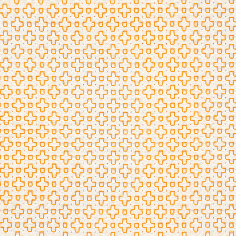 Scout Embroidery fabric in orange color - pattern number 73562 - by Schumacher in the Happy Together collection