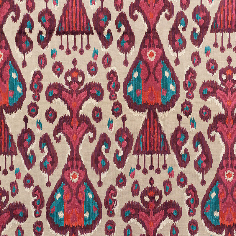 Tabriz Ikat Velvet fabric in aubergine color - pattern number 73931 - by Schumacher in the Cut & Patterned Velvets collection