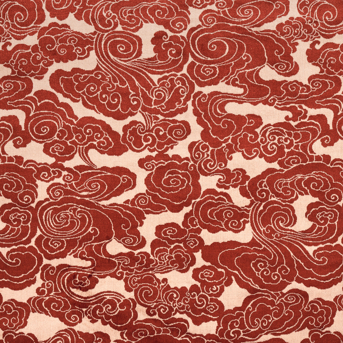 Sozan Velvet fabric in cinnabar color - pattern number 74064 - by Schumacher in the Cut & Patterned Velvets collection