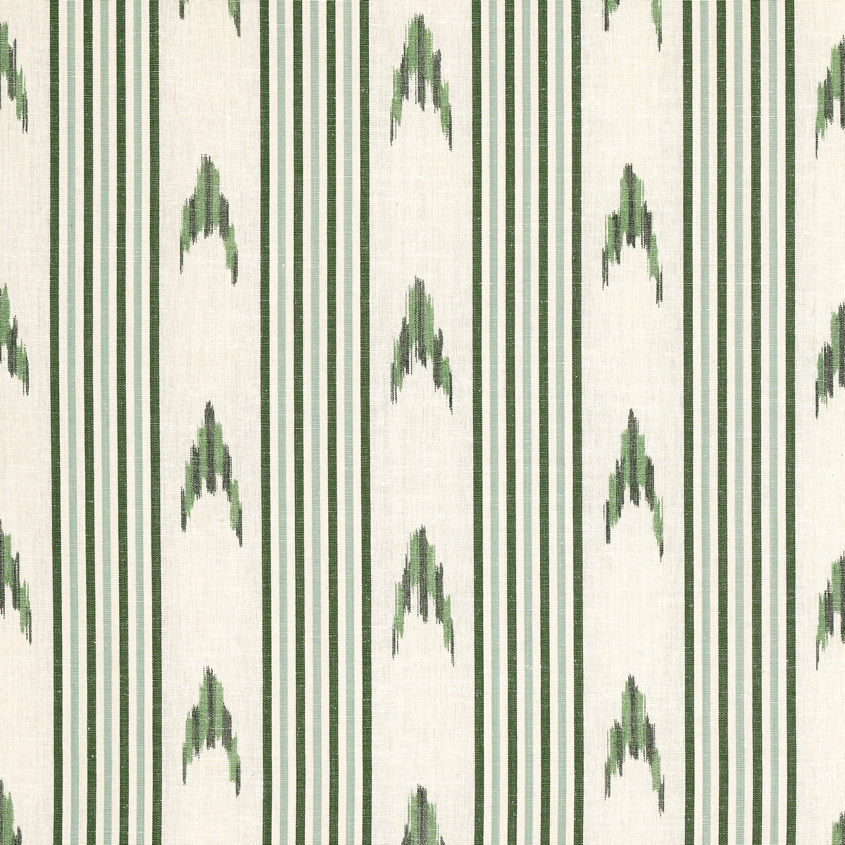 Santa Barbara Ikat fabric in leaf green color - pattern number 74224 - by Schumacher in the Mark D. Sikes collection