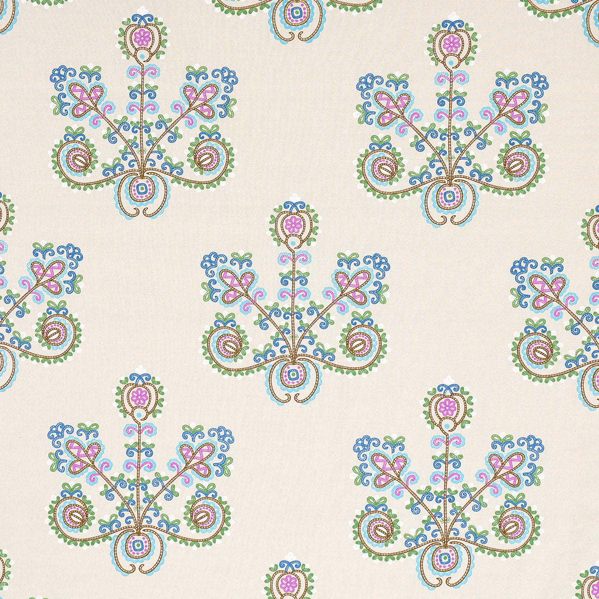 Estrella Embroidery fabric in jewel color - pattern number 74453 - by Schumacher in the Bohemia collection
