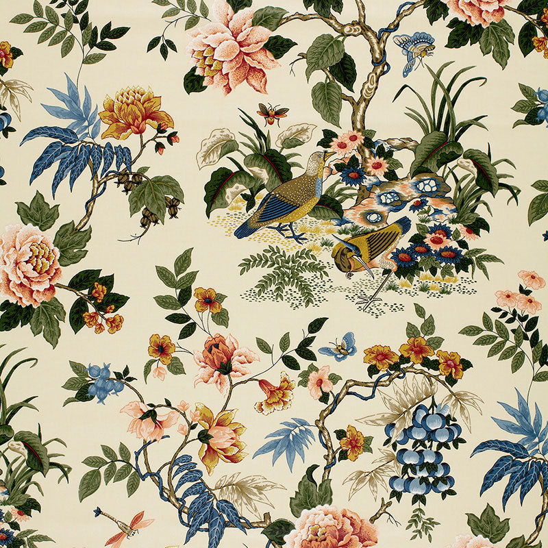 Anshun fabric in paprika and blue color - pattern number 75020 - by Schumacher in the Classic Prints collection