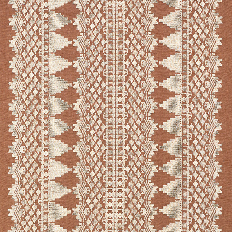 Wentworth Embroidery fabric in rust color - pattern number 75470 - by Schumacher in the New Traditional collection