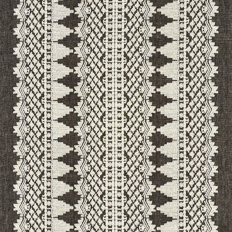 Wentworth Embroidery fabric in carbon color - pattern number 75474 - by Schumacher in the New Traditional collection