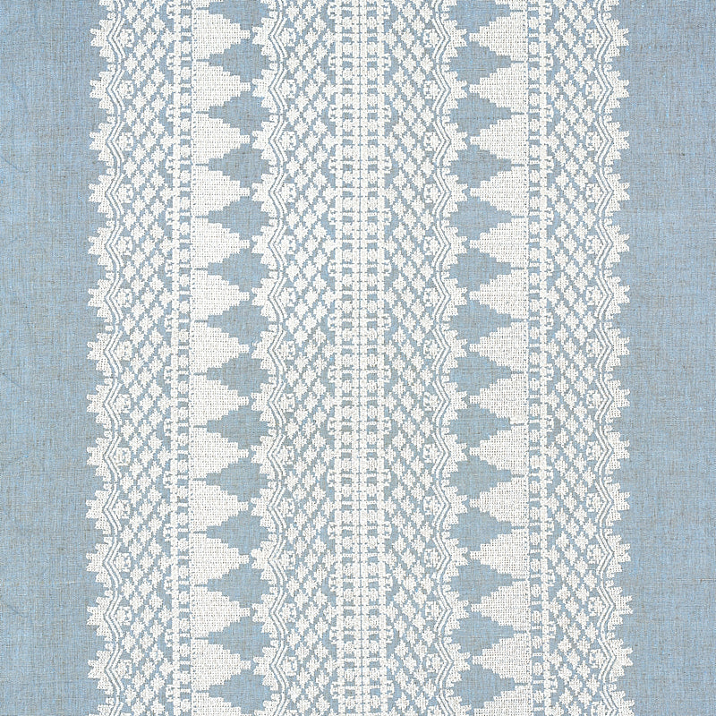 Wentworth Embroidery fabric in chambray color - pattern number 75475 - by Schumacher in the Rhapsody In Blue collection