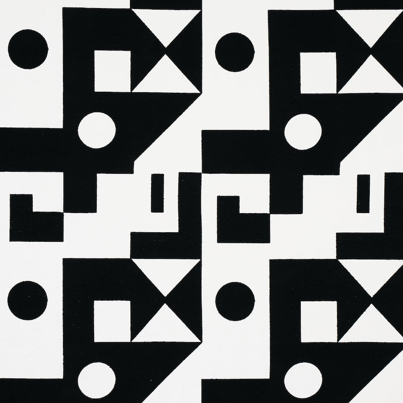 Binary Embroidery fabric in black color - pattern number 75690 - by Schumacher in the New Wave: Black & White collection