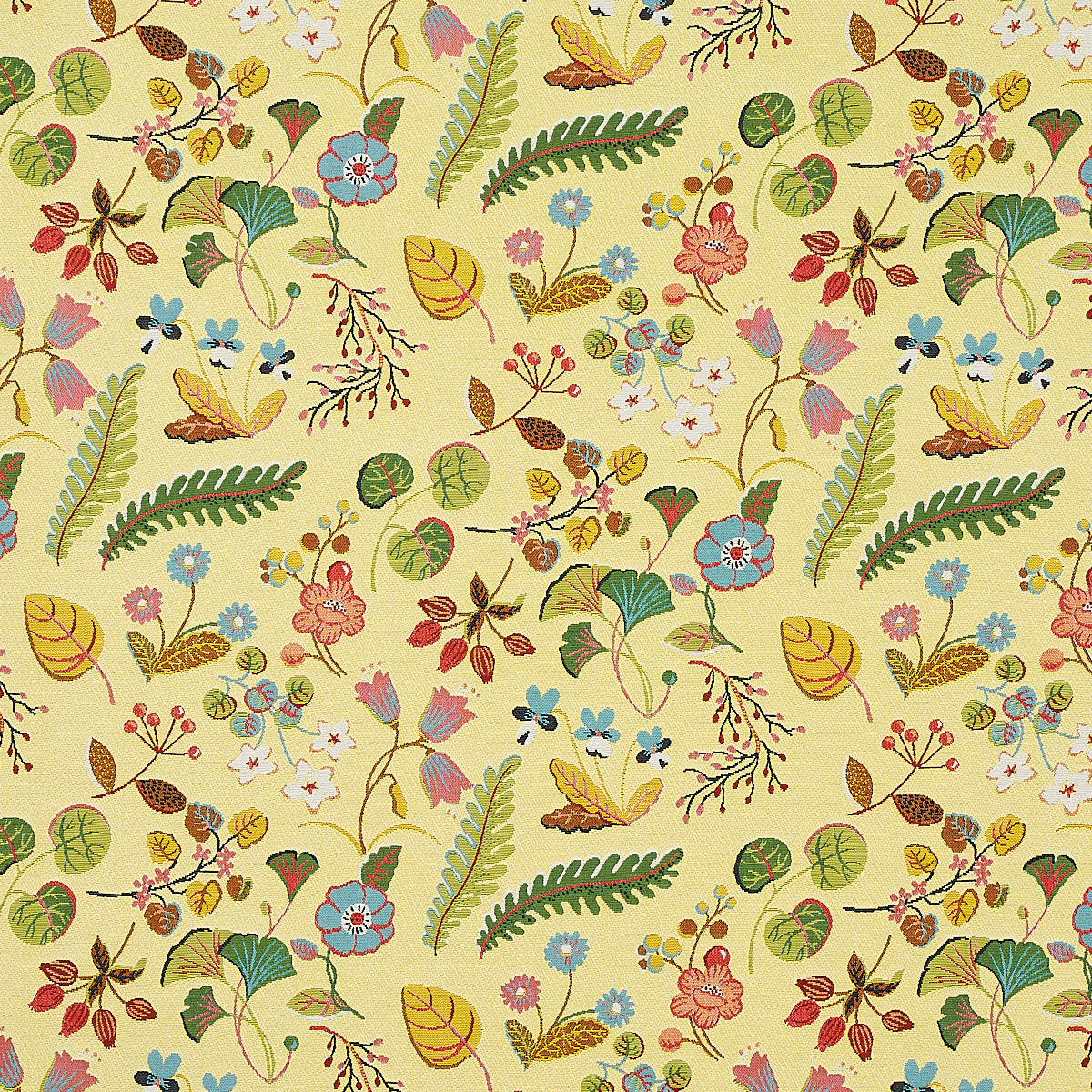 Botanica Indoor Outdoor fabric in yellow color - pattern number 75943 - by Schumacher in the Indoor/Outdoor Recolors collection
