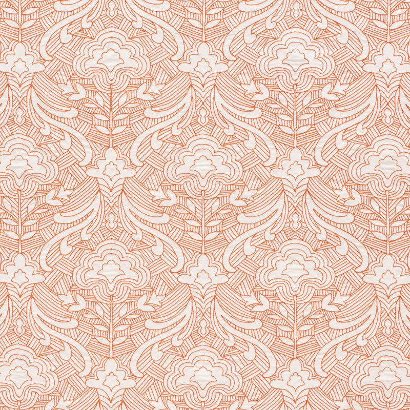 Hendrix Embroidery fabric in orange color - pattern number 76161 - by Schumacher in the Free Spirit collection