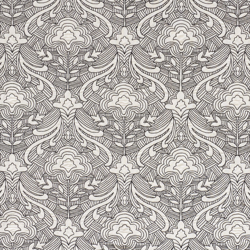 Hendrix Embroidery fabric in black color - pattern number 76162 - by Schumacher in the Free Spirit collection