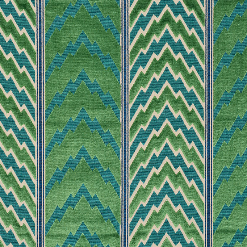 Florentine Velvet fabric in emerald color - pattern number 77110 - by Schumacher in the Timothy Corrigan collection