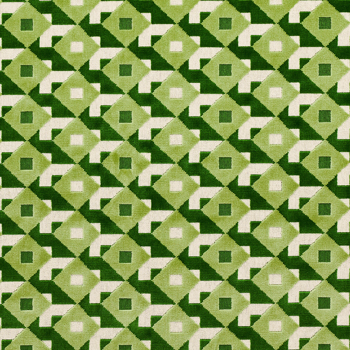 Dazzle Ship Velvet fabric in verdant color - pattern number 77244 - by Schumacher in the Johnson Hartig collection